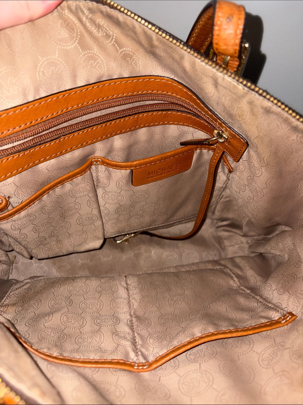 Michael Kors Brown Logo Tote with Tan Leather Trim - Picture 10 of 10